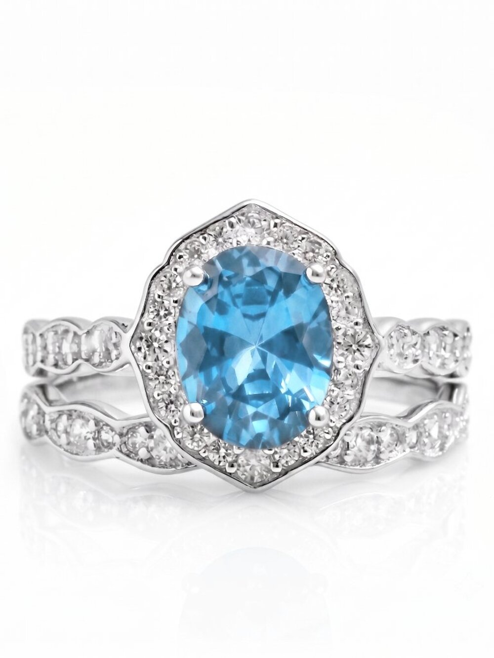 Blue Topaz  Gemstone ring set, size 7, 925 Sterling Silver Charmed Aroma